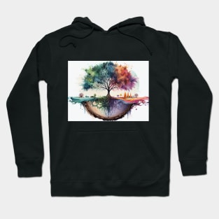 Tree of life watercolor reflection Hoodie